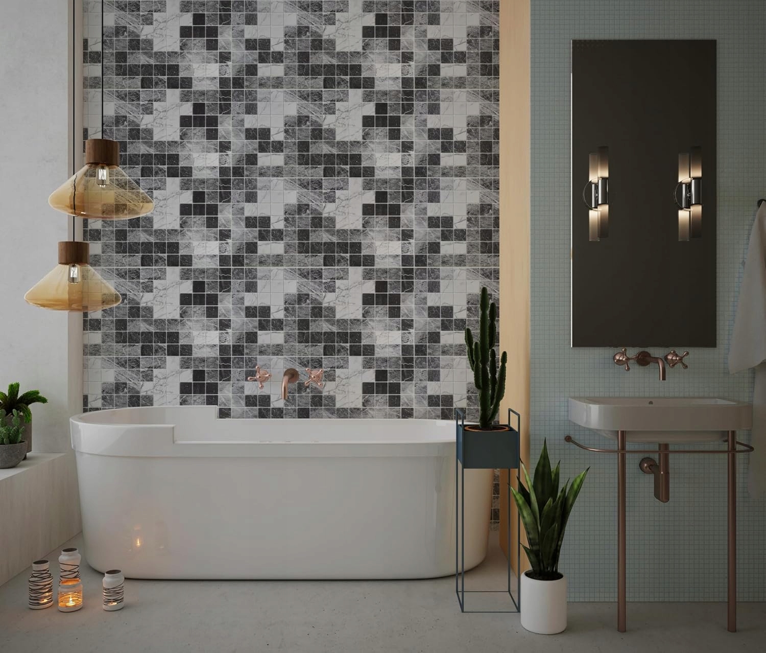 Panele Ścienne PCV Czarne Szare Marmur 3D płytki ścienne PCV Grey Marble