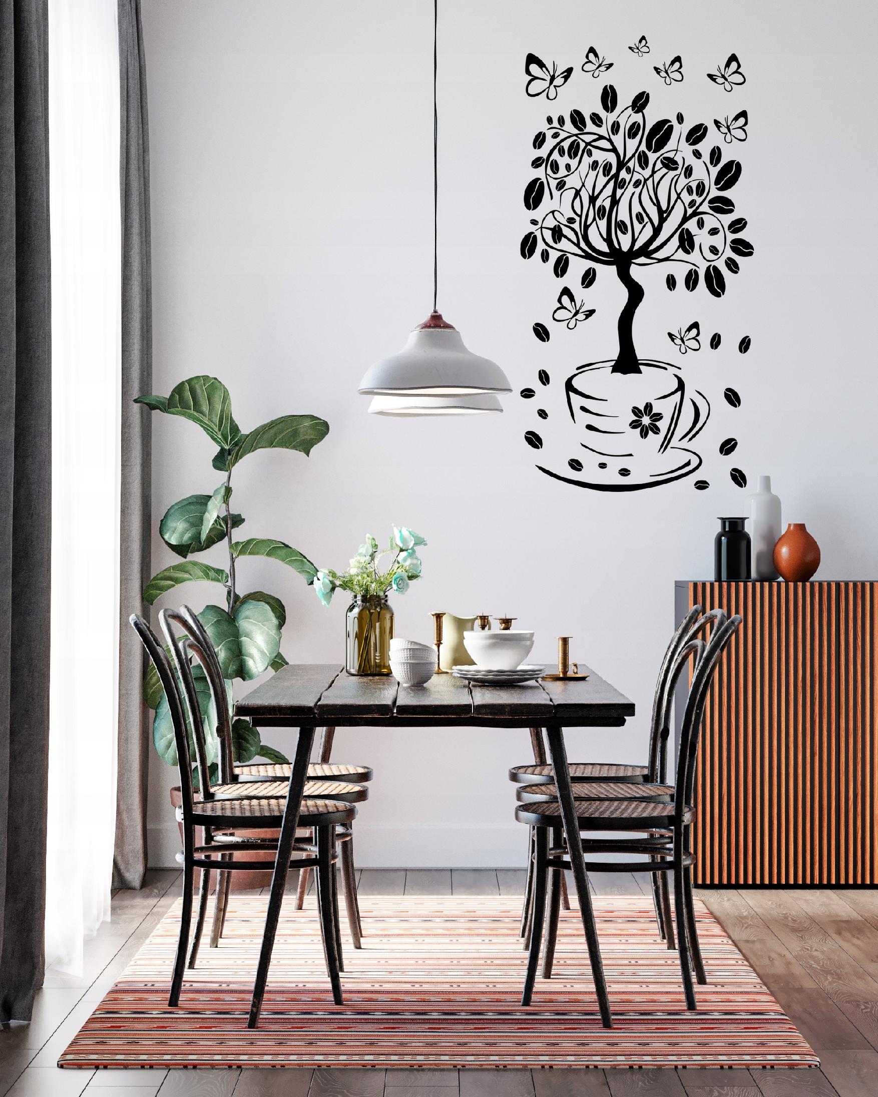 Naklejki ścienne drzewo kawa motyle DK113 100x 50cm