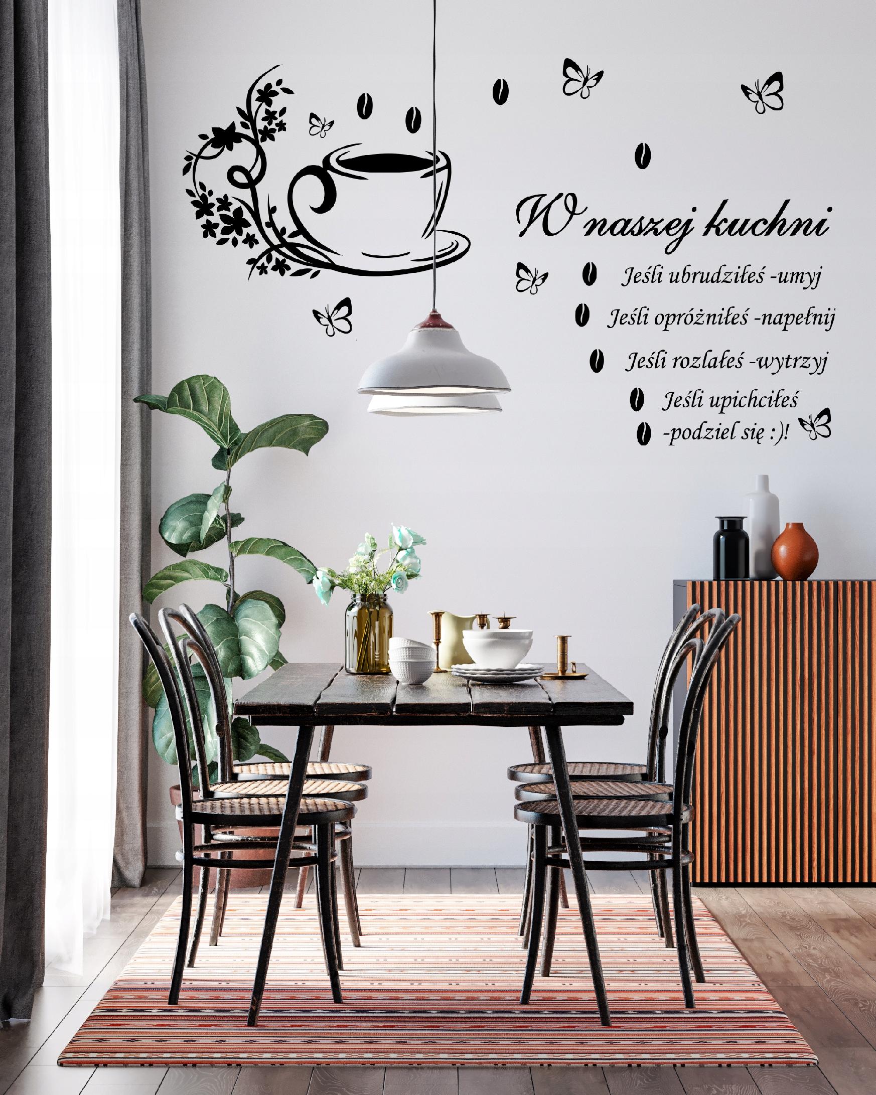 Naklejki ścienne do kuchni DK104 cytat kwiaty 200x100cm