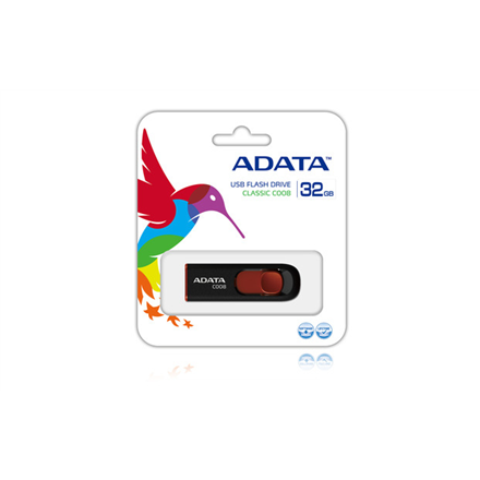 ADATA | C008 | 32 GB | USB 2.0 | Czarny/Czerwony