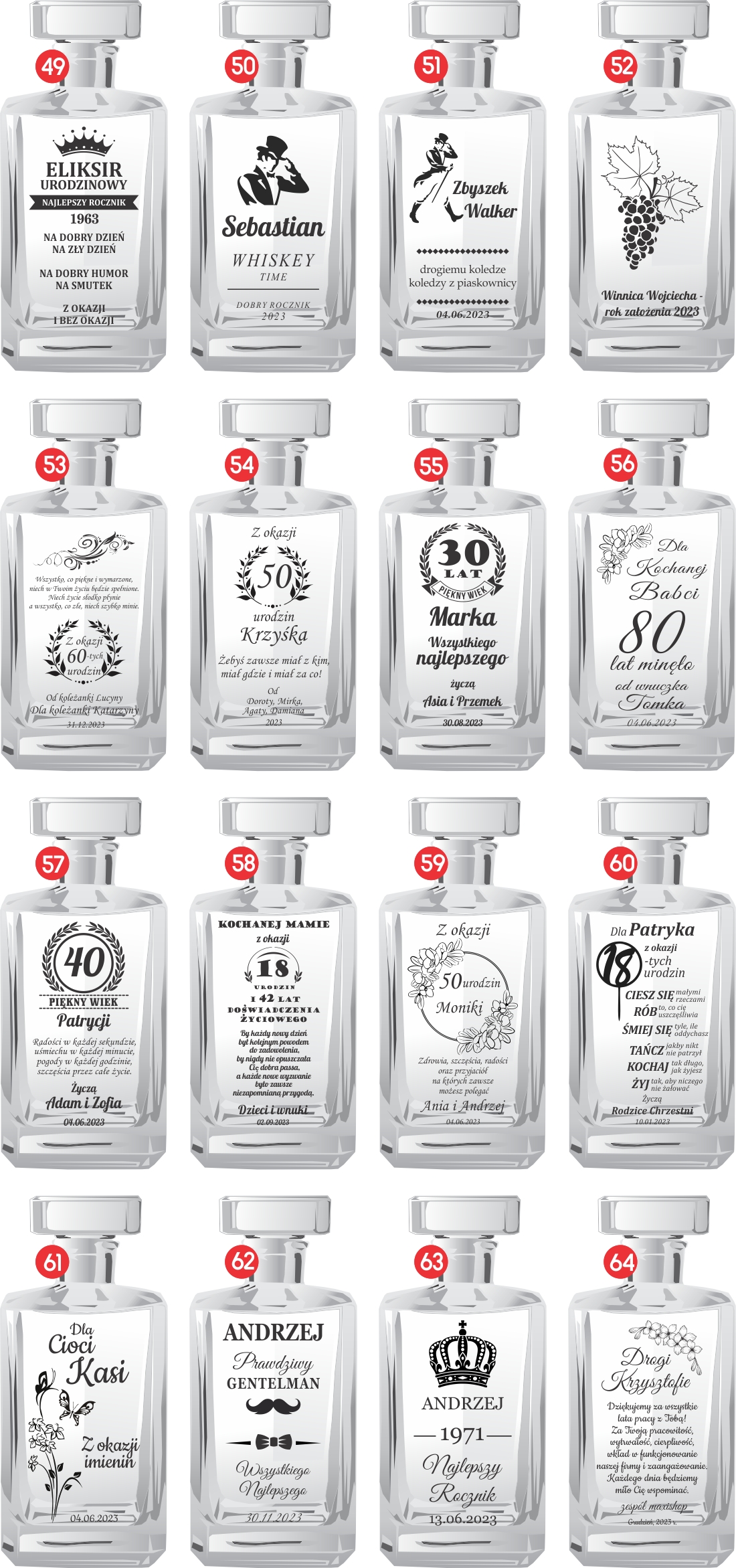 KARAFKA z 3 szklankami w etui ROCZNICA ŚLUBU prezent 20 25 30 35 40 50 60