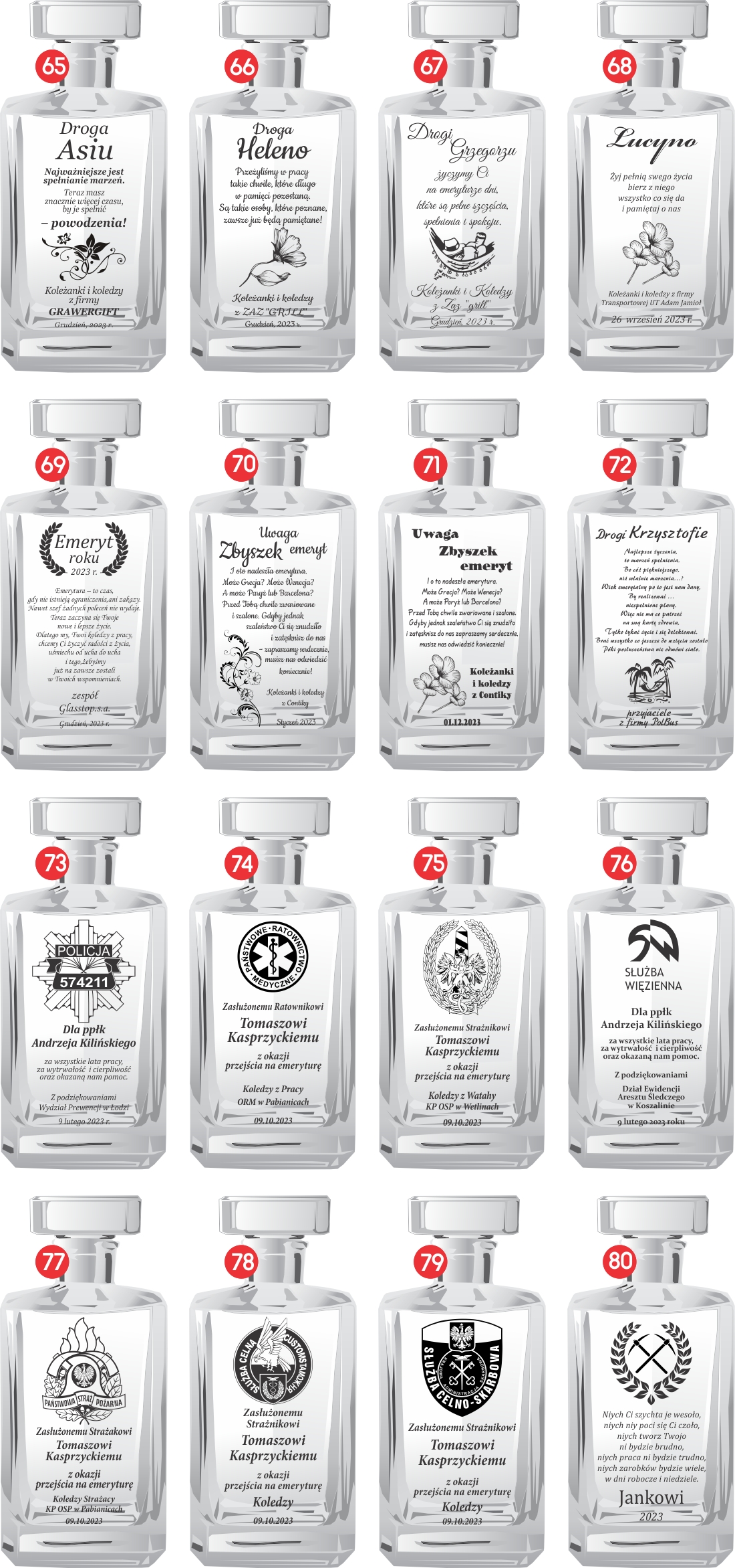 KARAFKA z 4 kieliszkami w etui ROCZNICA ŚLUBU prezent 20 25 30 35 40 50 60