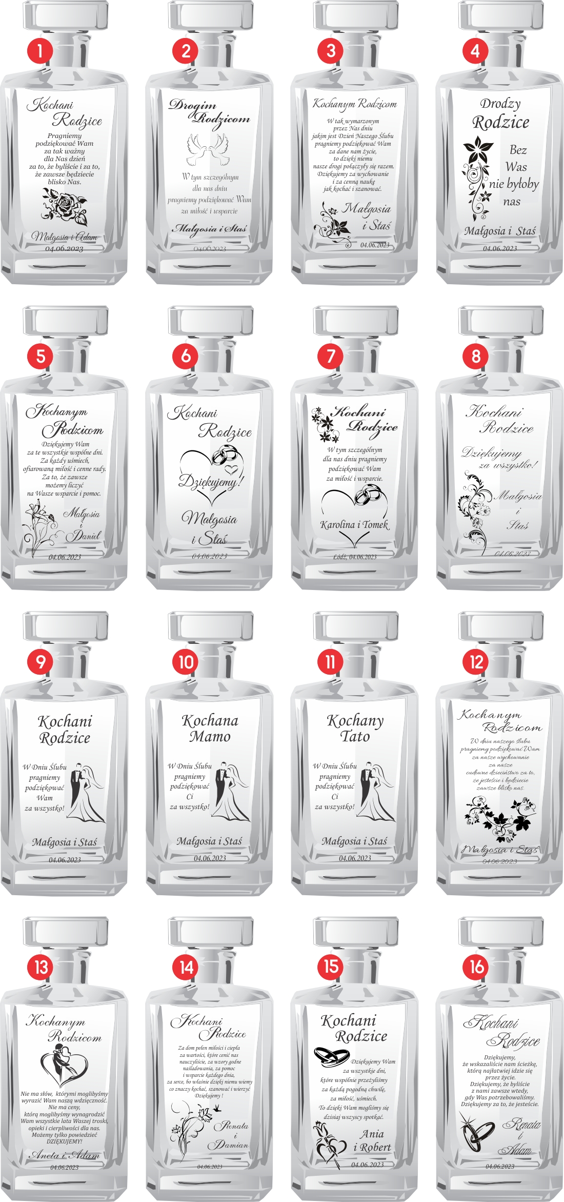 KARAFKA z 2 szklankami w etui ROCZNICA ŚLUBU prezent 20 25 30 35 40 50 60