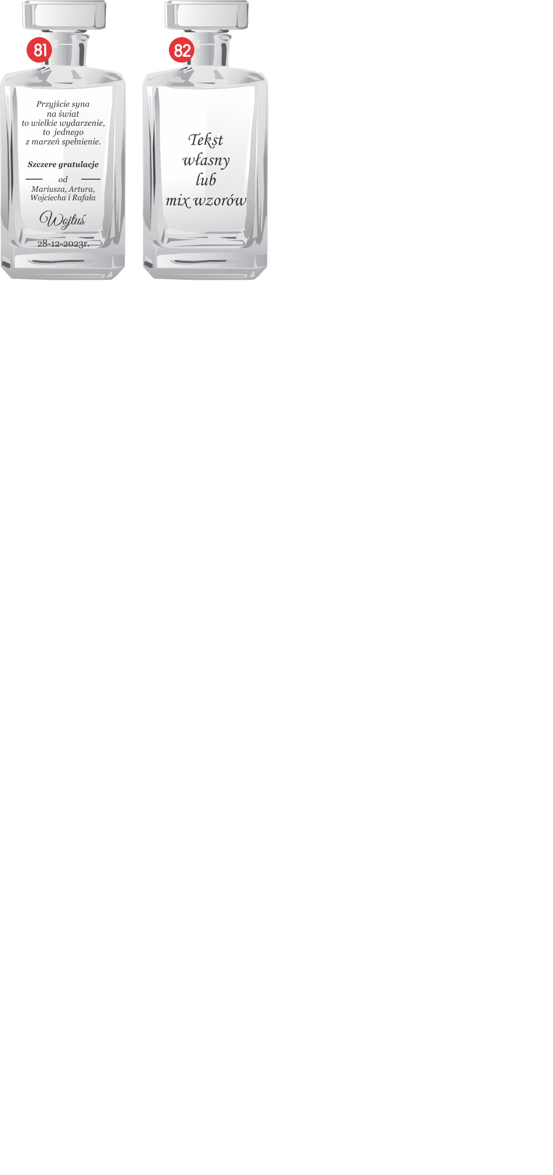 KARAFKA z 6 kieliszkami w etui ROCZNICA ŚLUBU prezent 20 25 30 35 40 50 60