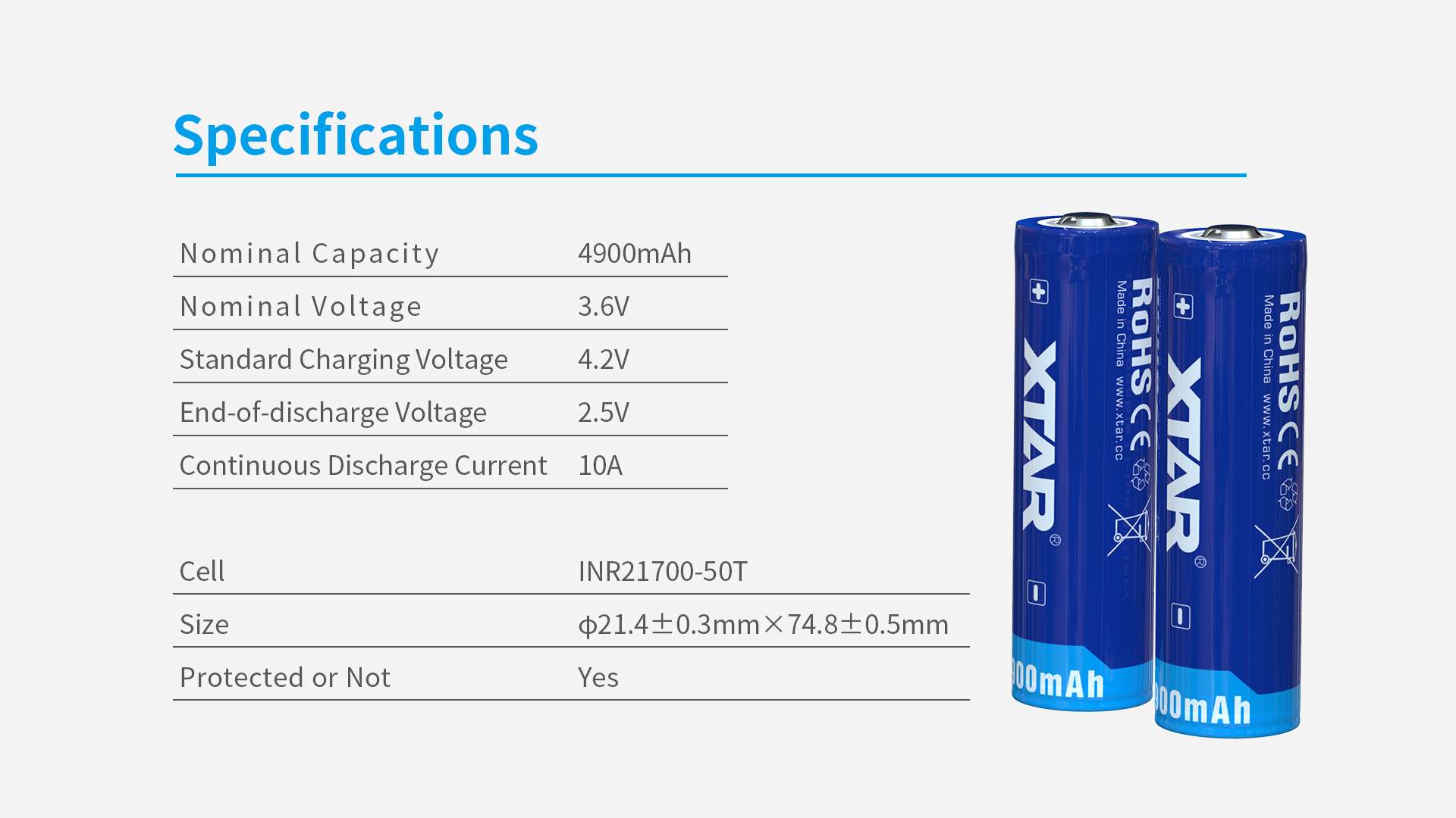 XTAR bateria 21700 4900mAh 3.6V litowo-jonowa z zabezpieczeniem