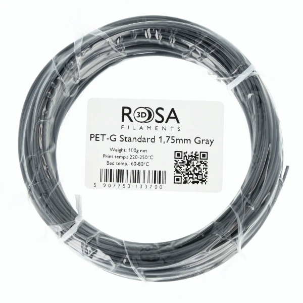FILAMENT 3D PET-G Standard Gray 1,75mm 100g