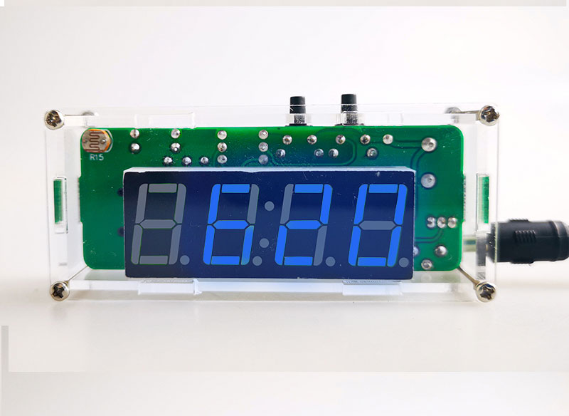 4-Digit 7-Segment Electronic Clock DIY Kit #5 (Blue with Shell)
