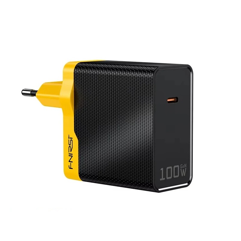 FNIRSI ładowarka 100W PD GaN Szybkie ładowanie Fast Charger Wtyczka EU żółta