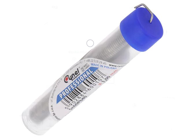 Cynel cyna do lutowania spoiwa Sn60Pb40 RC1 z topnikiem 2.5% Ø1.50mm 21g