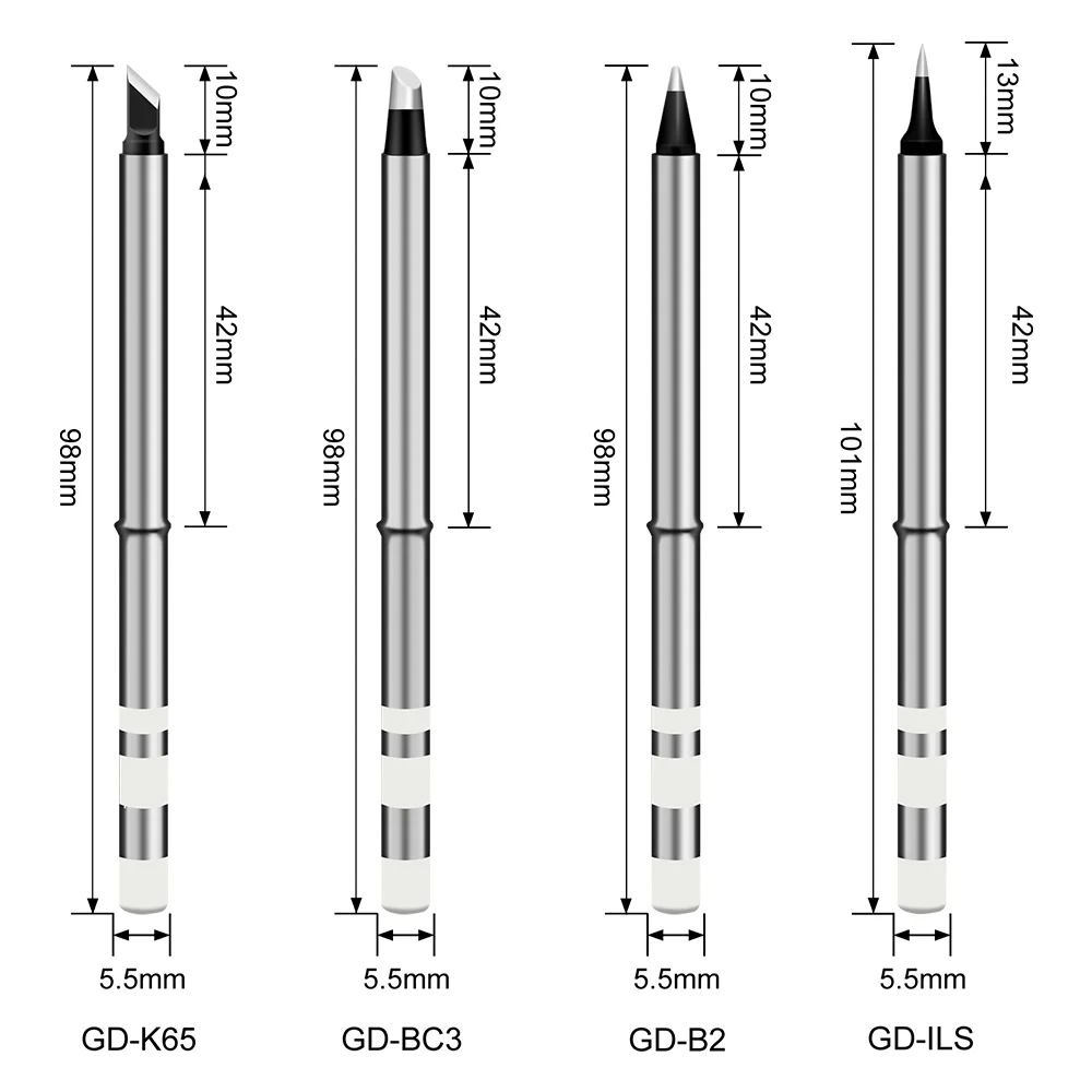GVDA zestaw grotów GD-ILS GD-B2 GD-K65 GD-BC3 do lutownicy GD300 GD301