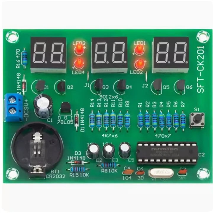 Cyfrowy zegar 6-cyfrowy na pojedynczym układzie scalonym 51 DIY Kit