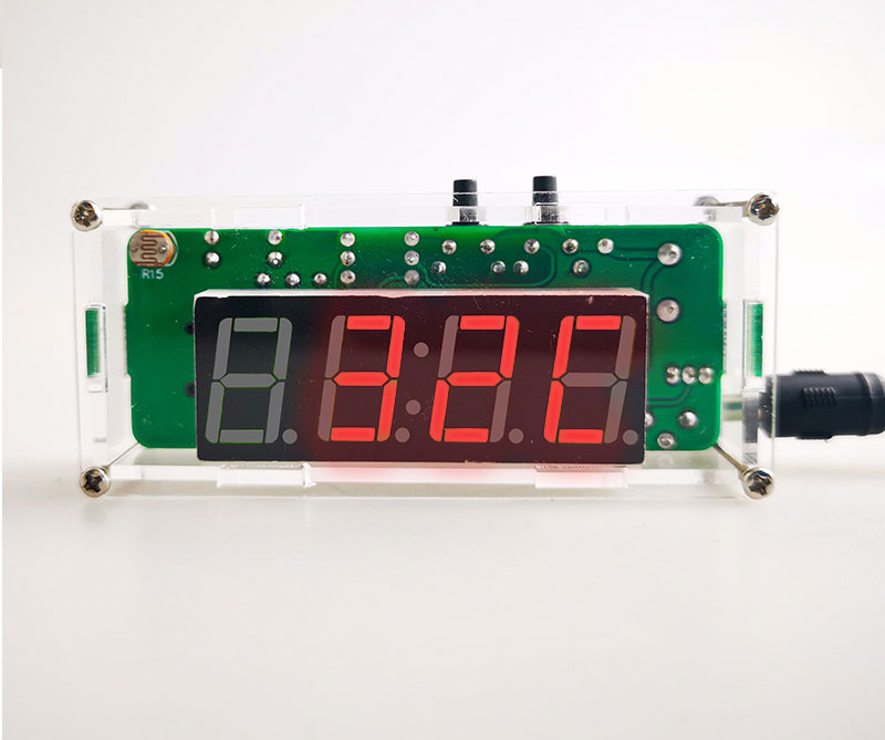 4-Digit 7-Segment Electronic Clock DIY Kit #4 (Red with Shell)