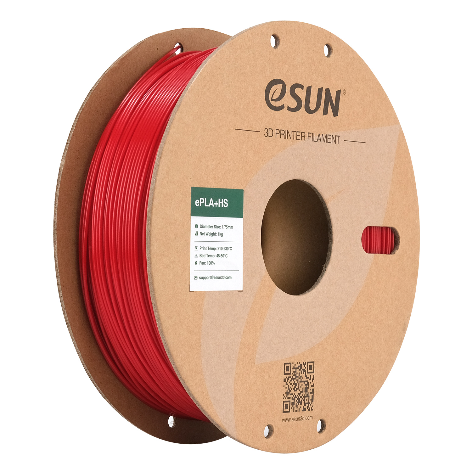 eSUN PLA+HS Filament 1.75mm 1000g Fire Engine Red Czerwony