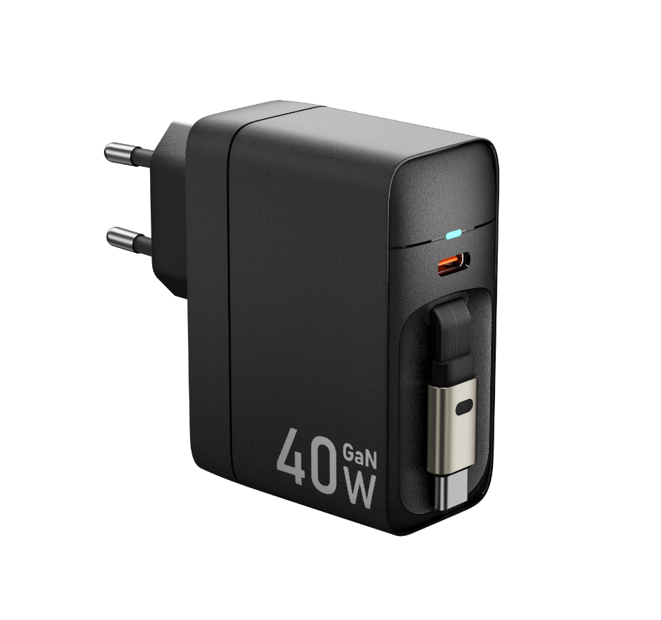 ProRock szybka ładowarka USB 40W ze zwijanym kablem wtyczka EU