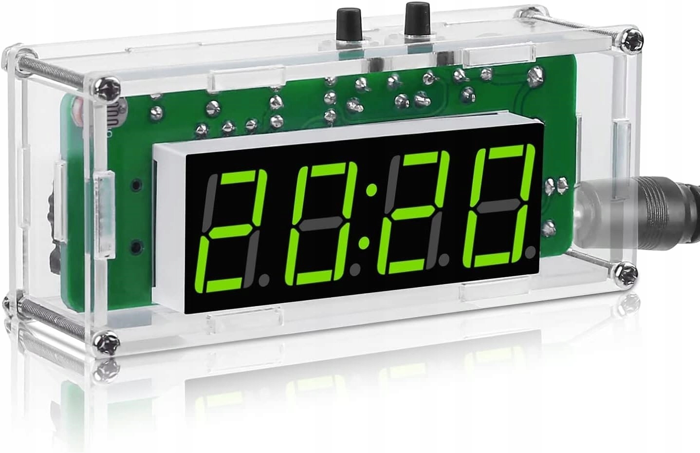4-Digit 7-Segment Electronic Clock DIY Kit #6 (Green with Shell)