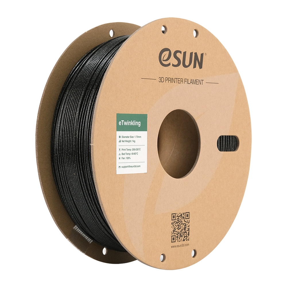eSUN Twinkling PLA Filament 1,75mm 1000g czarny papierowa szpula