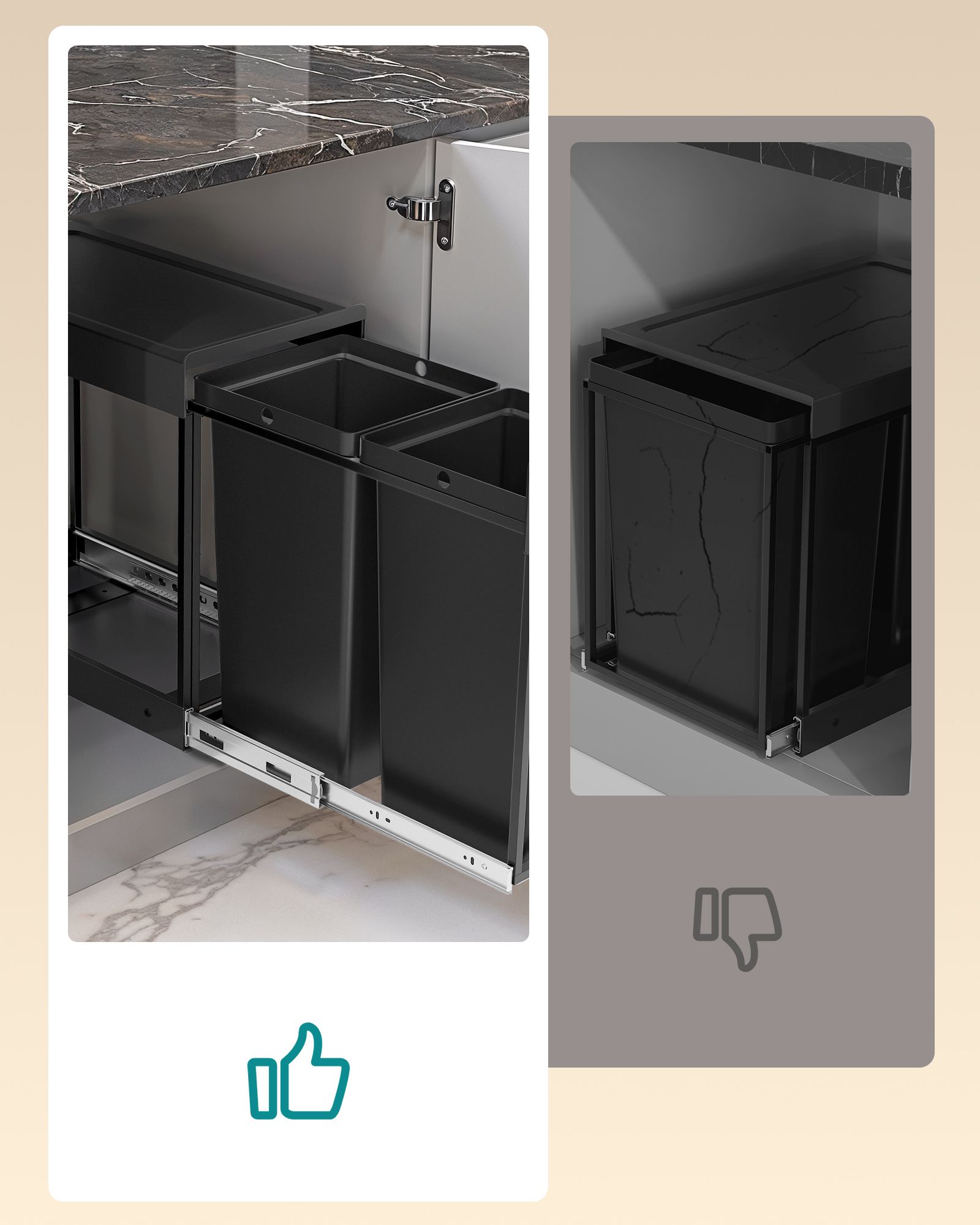 Kosz na śmieci segregacja 2 x 20 L czarny