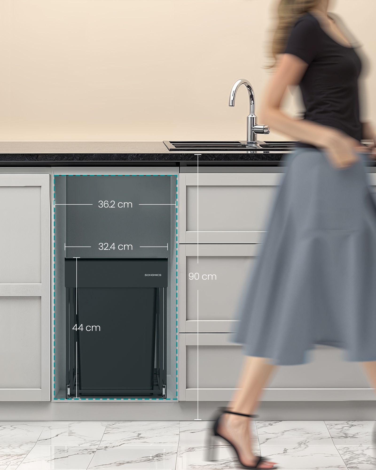 Kosz na śmieci segregacja 2 x 20 L czarny