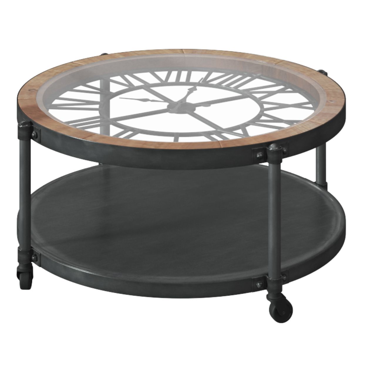 Stolik Torof Z Zegarem 90 cm - Kawowy