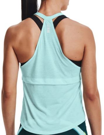 Niebieski damski top Under Armour Run 1361372441 SM tył w kształcie litery T