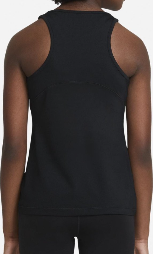 Boczny widok czarnej junior koszulki Nike Pro Tank Dri-FIT DA1022-010 XL dla dziewcząt z otworem na ramię