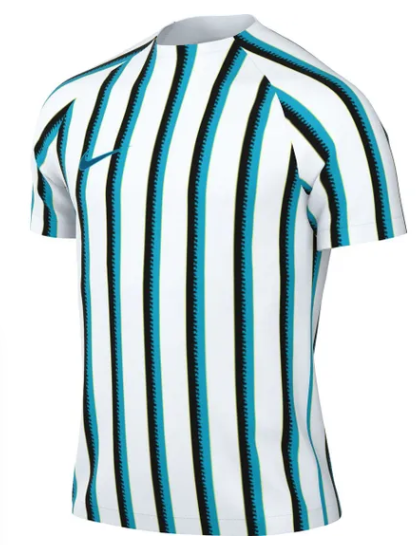 Biała męska koszulka Nike Academy Pro Dri-FIT DV9293-100 M detal pasków i logo Nike