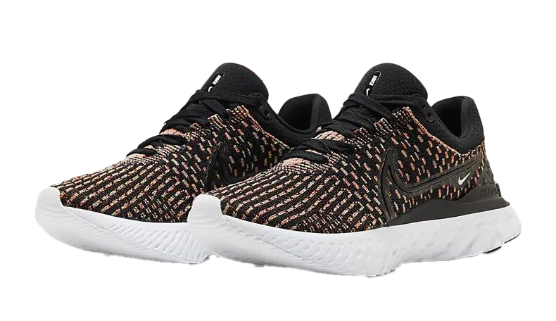 Czarne damskie sneakersy Nike React Infinity Run Flyknit 3 DD3024-002 43 z kolorowymi szlaczkami przód