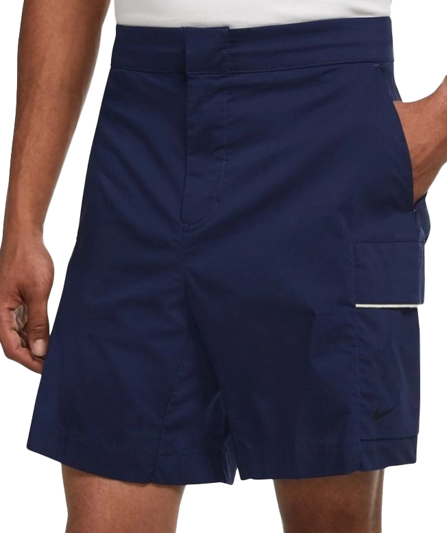 Niebieskie męskie spodenki Nike Sportswear Wolven Unlined Utility DD7041-410 30 przód z logo