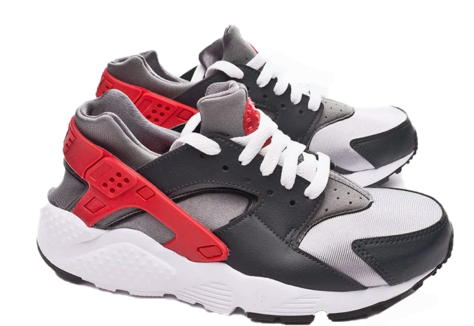 Czerwono-czarno-szare młodzieżowe sneakersy Nike Air Huarache Run GS 654275-041 r. 39 z białą podeszwą