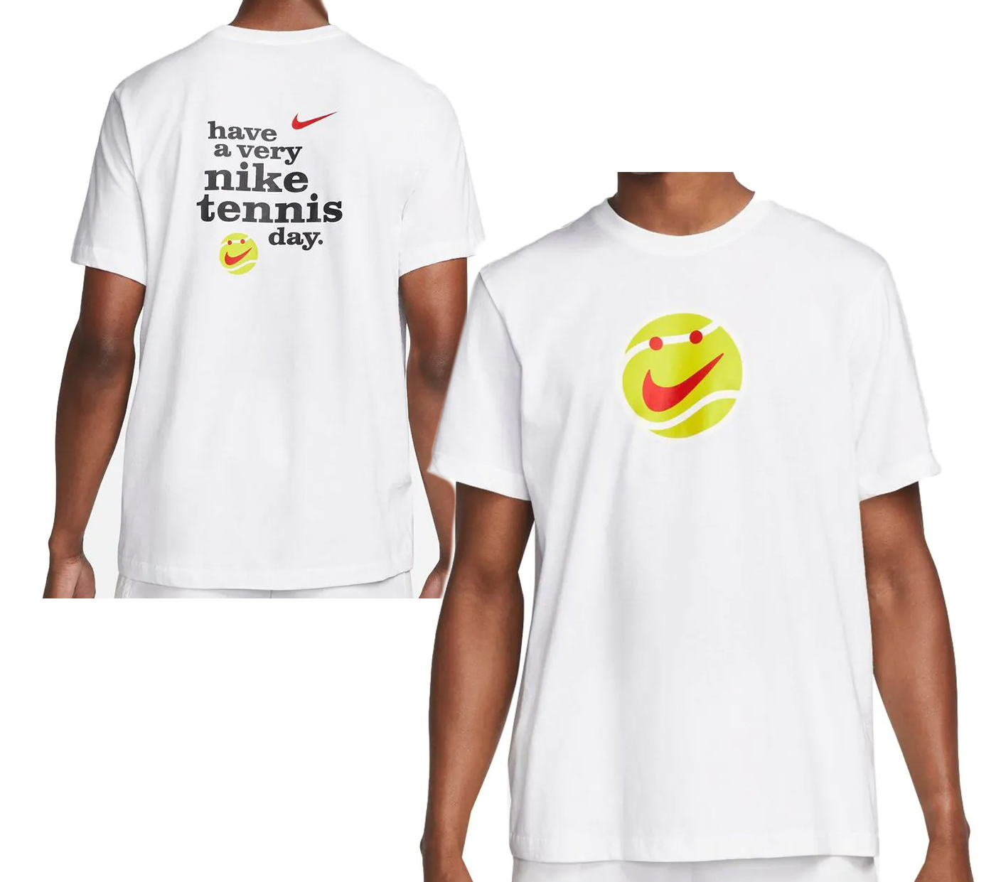 Biała męska koszulka Nike Tee Court DR7725-100 rozmiar M z nadrukiem Have a very Nike tennis day