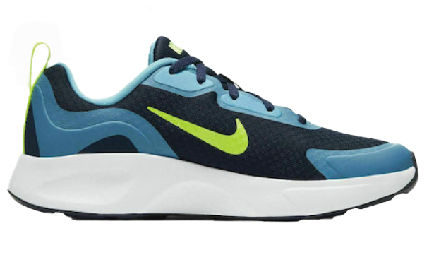 Granatowo-niebieskie młodzieżowe sneakersy Nike Wearallday GS CJ3816-400 r. 38,5 z zielonym logo i białą podeszwą