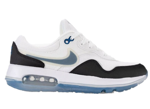 Białe młodzieżowe sneakersy Nike Air Max Motif FB8031-100 r. 36,5 z czarnymi elementami i niebieskim logo