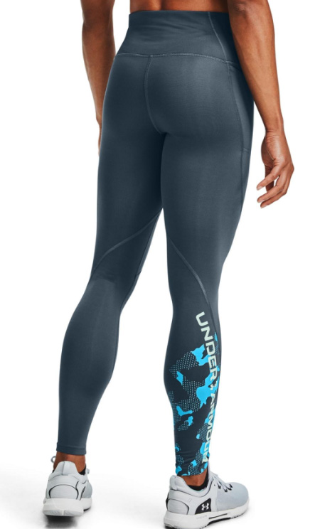 Niebieskie damskie legginsy Under Armour ColdGear 1359692467 S/M bok z kieszonkami na nogawkach