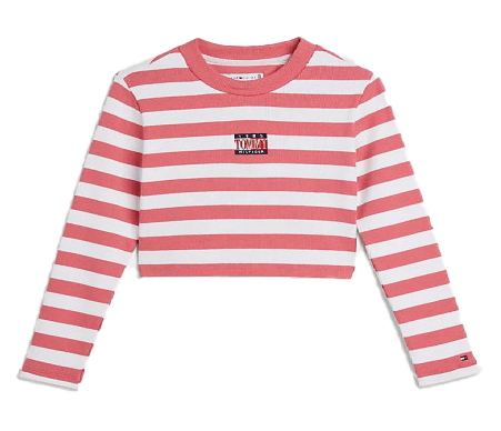 Czerwono-biała bluzka dziecięca Tommy Hilfiger KG0KG06317XIW 104 w paski