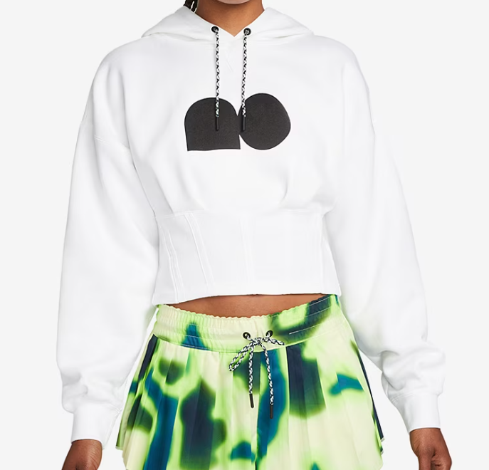 Boczny widok białej damskiej bluzy Nike Naomi Osaka Corset Hoodie DM9944-100 L z mankietami