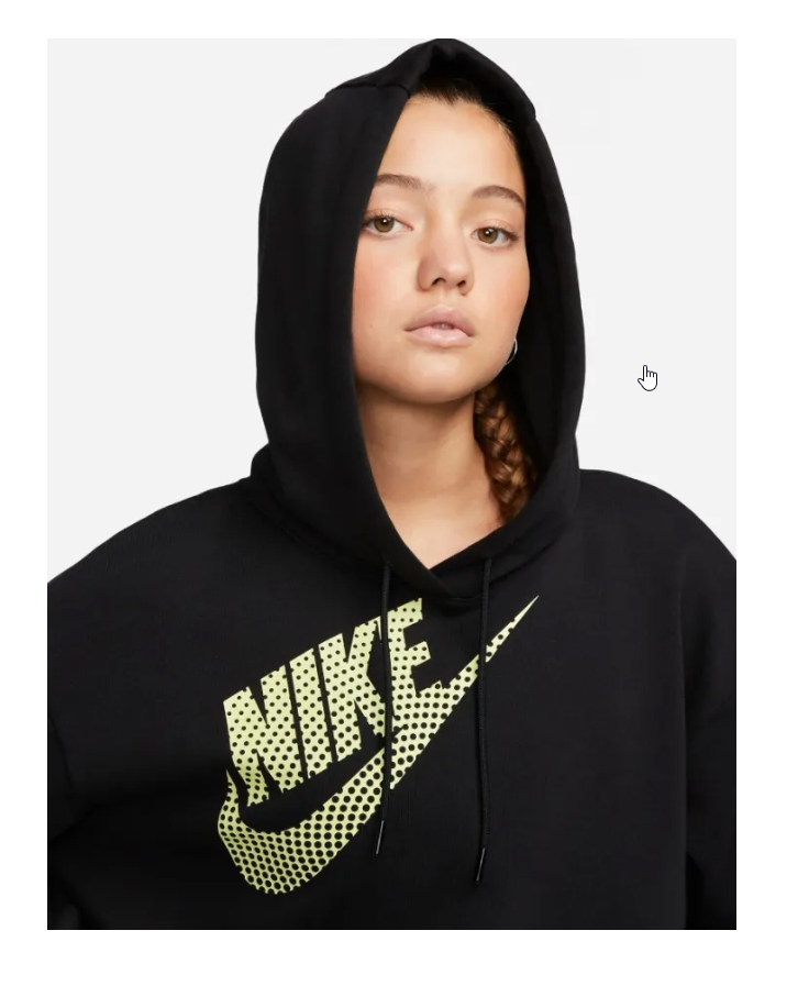 Czarna bluza z kapturem Nike Fleece Crop Dance XS – Widok detale