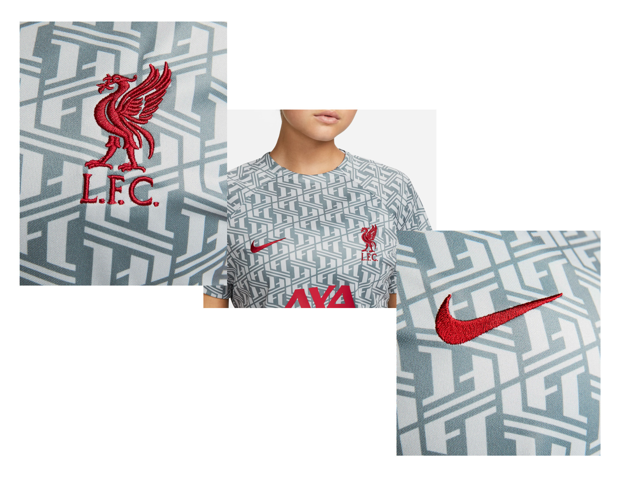 Ciemnoszara koszulka damska Nike Liverpool PreMatch S bok
