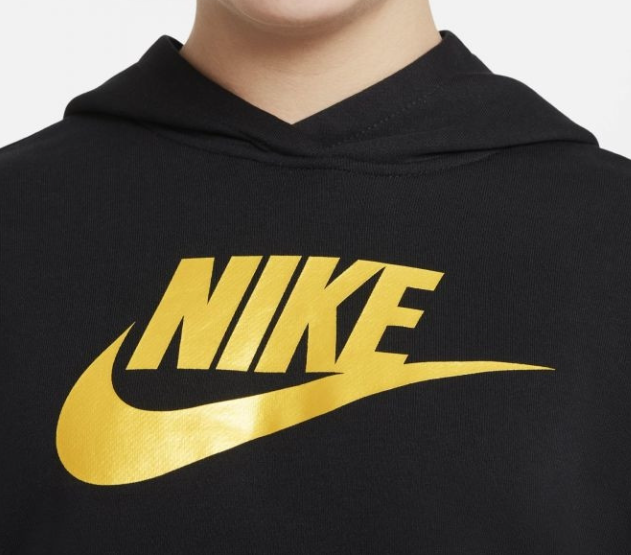 Czarna bluza dziewczęca Nike Club Crop Hoodie DC7210011 XL z metalicznym logo