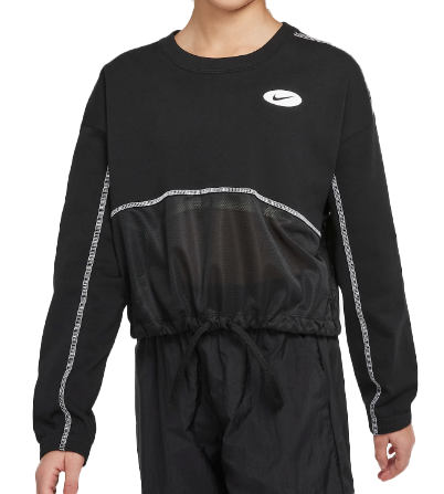 Czarna bluzka dziewczęca Nike Sportswear DO7176-010 M+ z siateczką