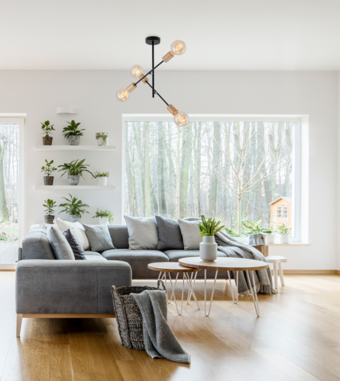 Lampa sufitowa Briloner Nature 4xE27 czarne złoto 410x402 mm