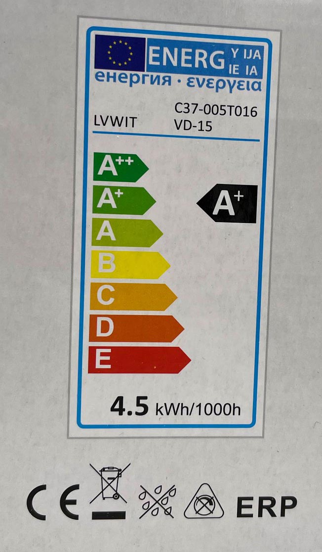 LVWIT LED żarówka 4,5W E14 470lm 6500K detal