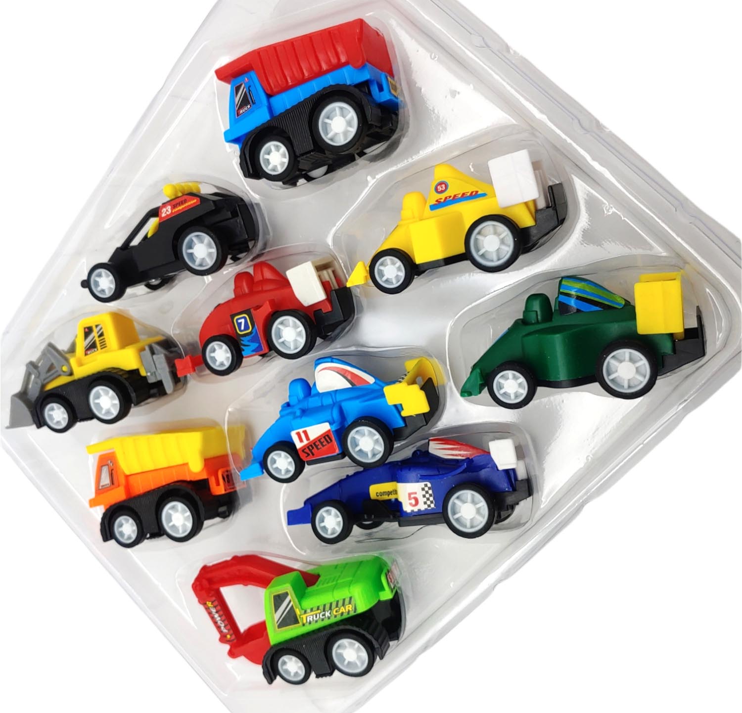 Zestaw Motorcade 20 samochodzików wyścigówki koparki