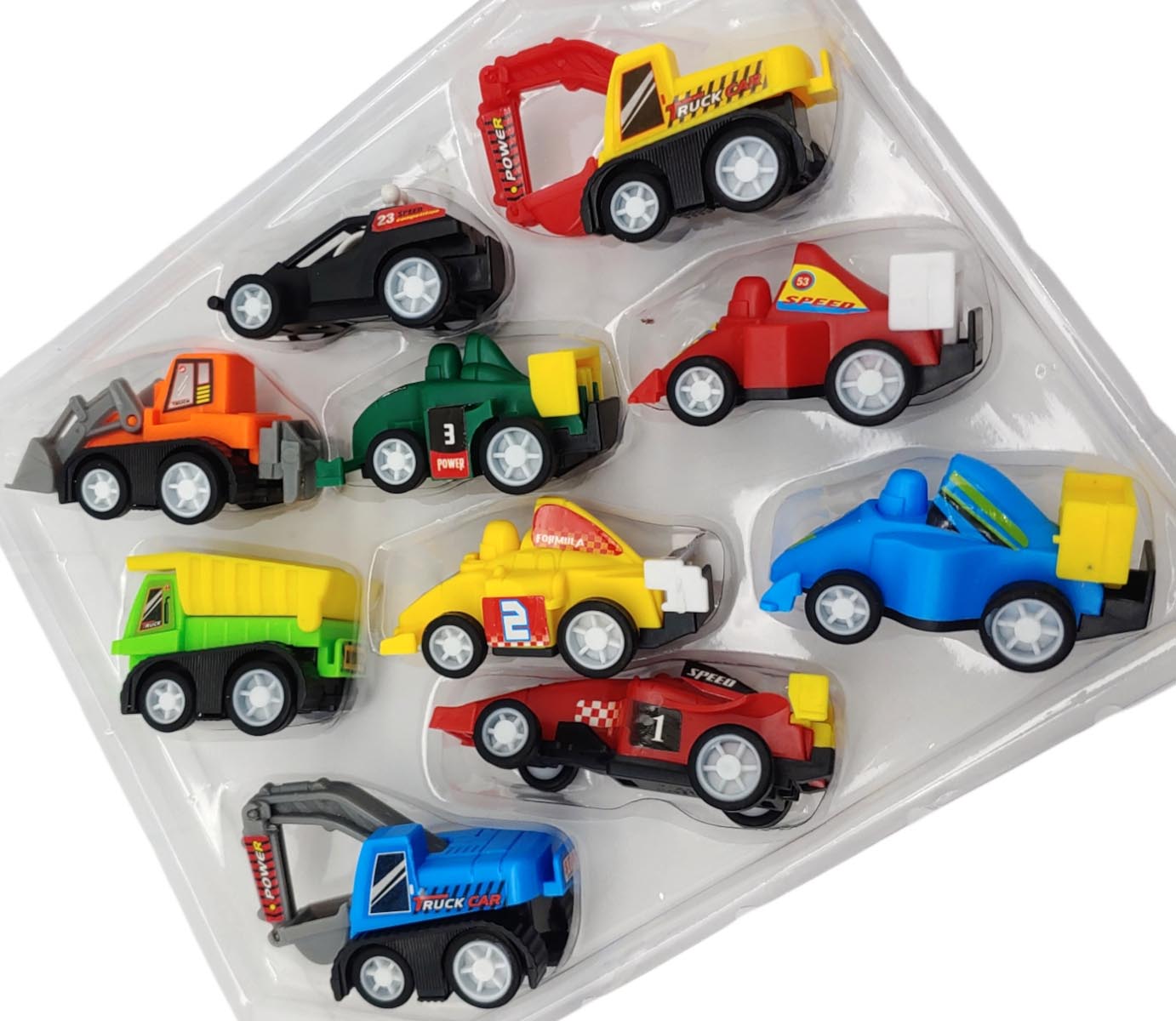 Motorcade zestaw 20 samochodów wyścigówki ciężarówki detal