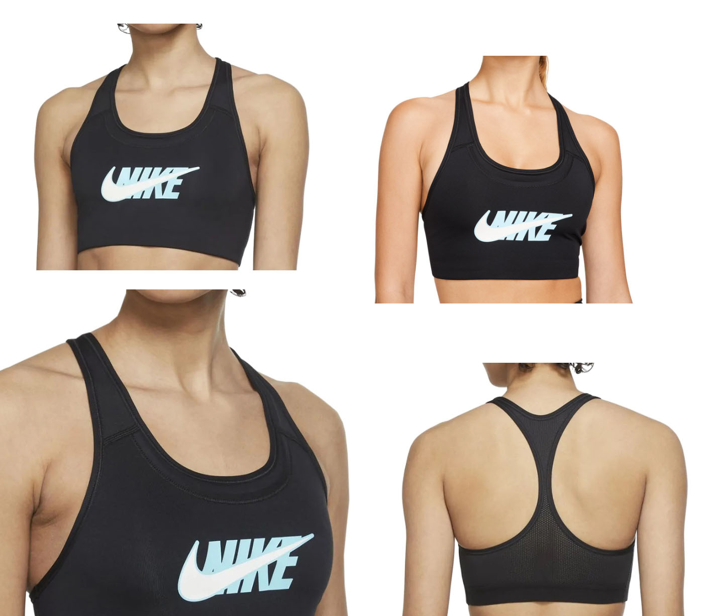 Czarny stanik sportowy Nike DD1470-010 S tył z siateczkowym panelem