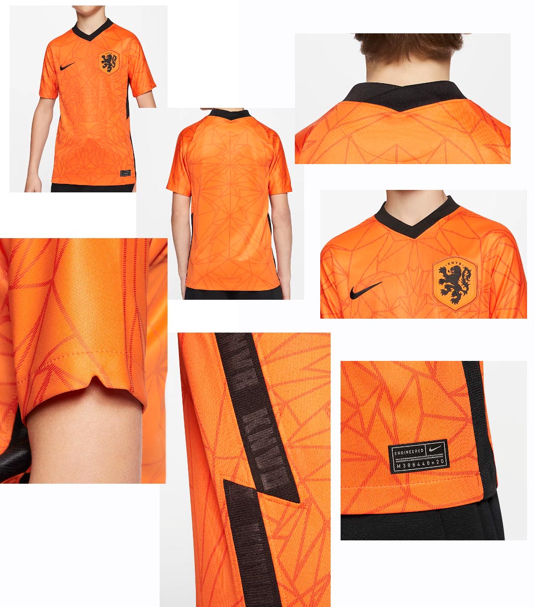 Pomarańczowa koszulka junior Nike Netherlands CD1044-819 128-137 cm przód z logo Holandii