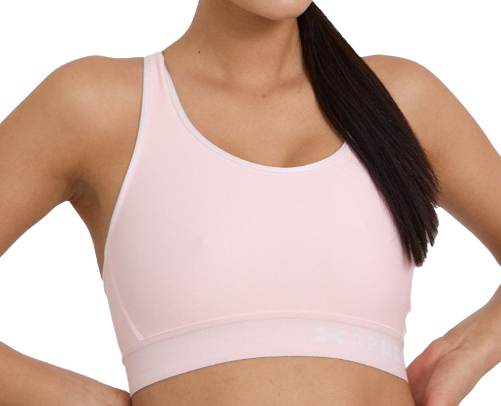 Różowy biustonosz sportowy Under Armour Compression SM tył z siateczkowym materiałem Keyhole