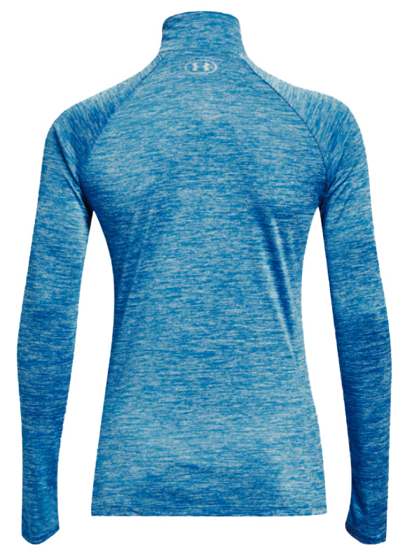 Niebieska koszulka sportowa damska Under Armour 1320128437 SM bok z logo