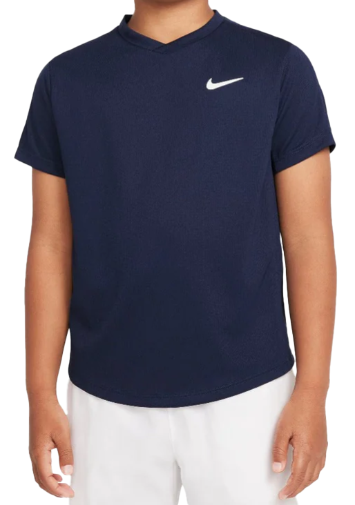 Granatowa junior koszulka Nike Court Victory CV7565-451 XL dla chłopców przód z elastyczną dzianiną