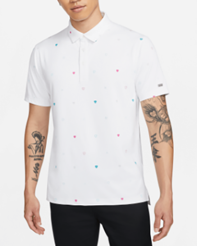 Biała koszulka polo męska Nike Player Print Dri-FIT DH0645100 XXL tył z podszewką chambray