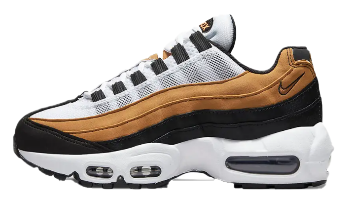 Multikolorowe (czarny, brązowy, szary) młodzieżowe sneakersy Nike Air Max 95 Recraft GS CJ3906-010 r. 36,5 bok z nubukową cholewką